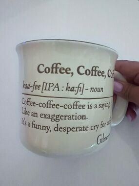 Gilmore Girls Cream Ceramic Coffee Mug with Brown Text - Coffee Quote Design